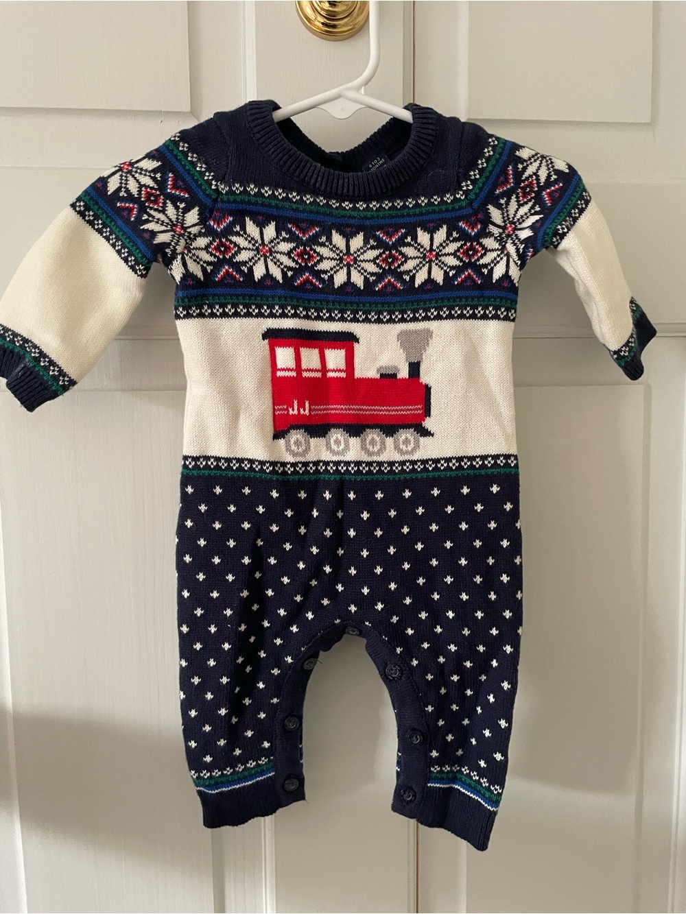 Janie and Jack Navy Fair Isle Crewneck Sweater with Red, Green & Blue Accents